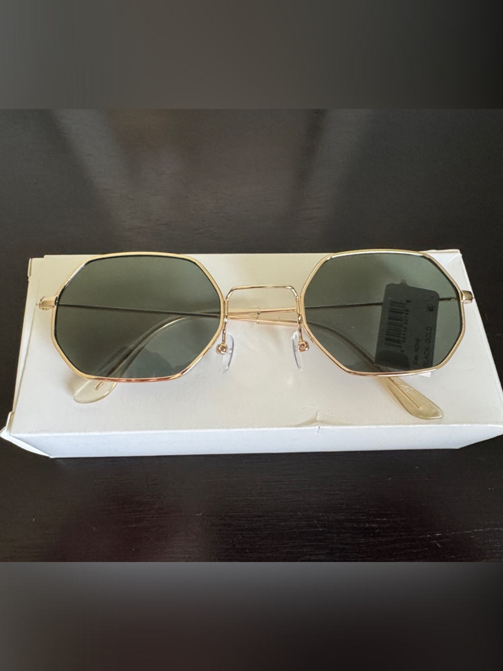 Nordstrom Octagon Gold Frame Sunglasses 🕶️ Black Shaded Lenses